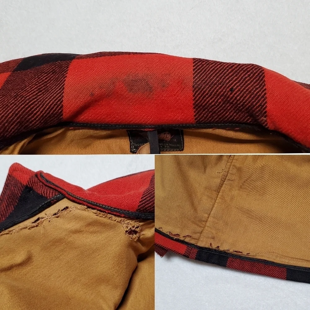 40s-50s Vintage Woolrich Woolen Mills Mackinaw Red Plaid Wool Hunting Jacket 42 - Picture 16 of 16